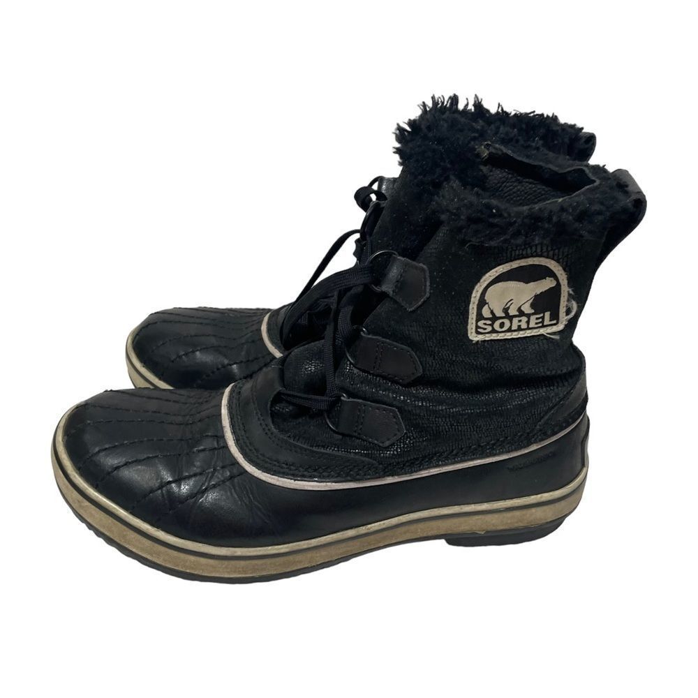 Sorel Black Fur Lined Ankle Winter Boots